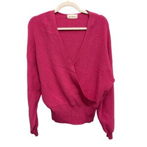 The Nines Sweater Size Small V Neck Faux Wrap Long Sleeve Ribbed Knit Pink Cozy